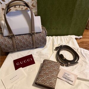 Gucci Taupe Monogram bag/ crossbody and matching wallet